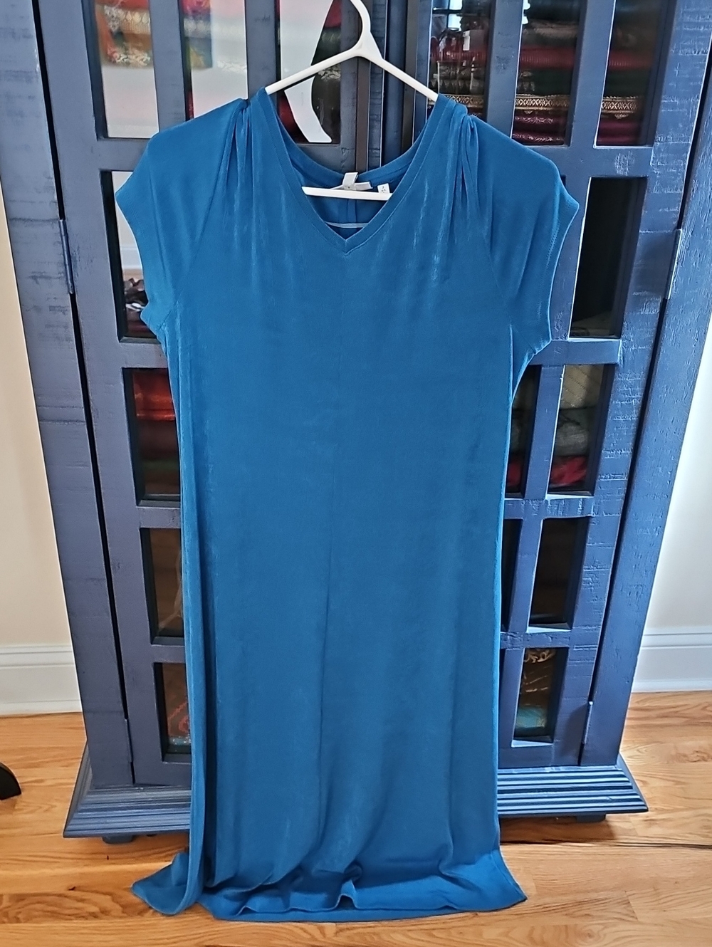 Chico's Teal Blue V-Neck Short Sleeve Maxi Dress